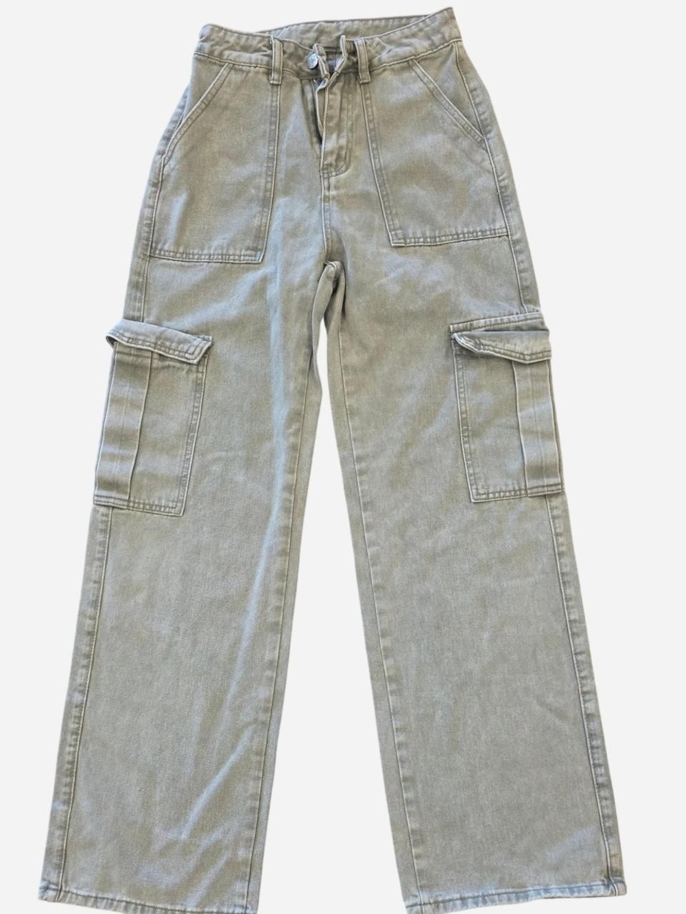 SHEIN Olive Green Cargo Wide-Leg Jeans